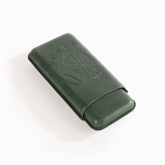 Fuente The OpusX Society OXS Spanish Cow Nobuk Leather 3-Cigar Case - El Verde / English Green