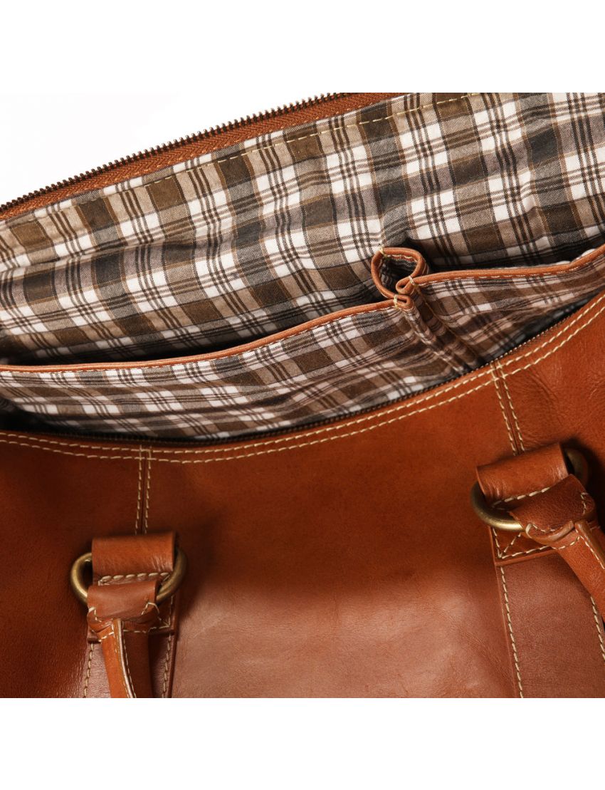 Fuente The OpusX Society Italian Leather Duffle Bag - Camel